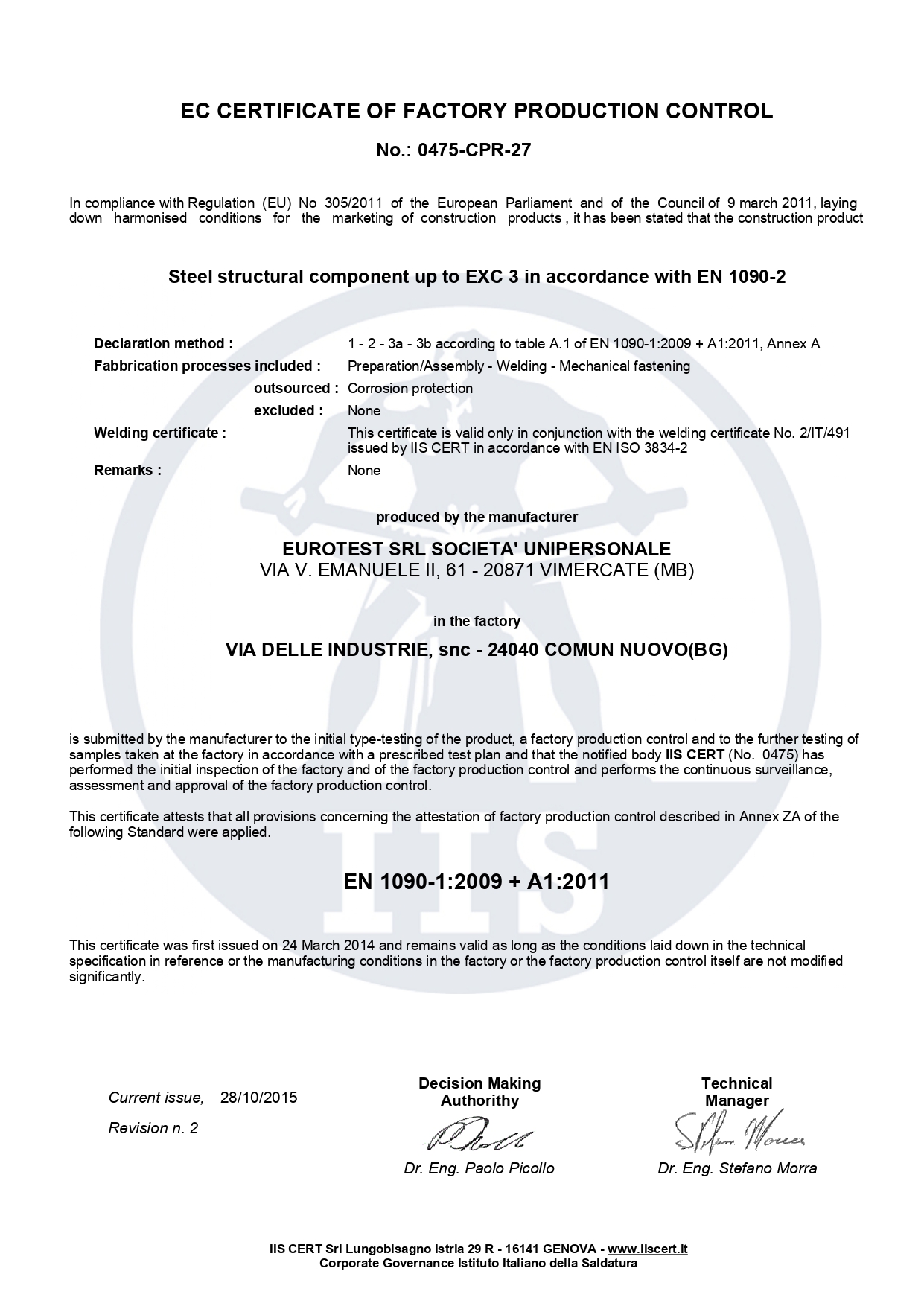 certificazioni carpenteria eurotest