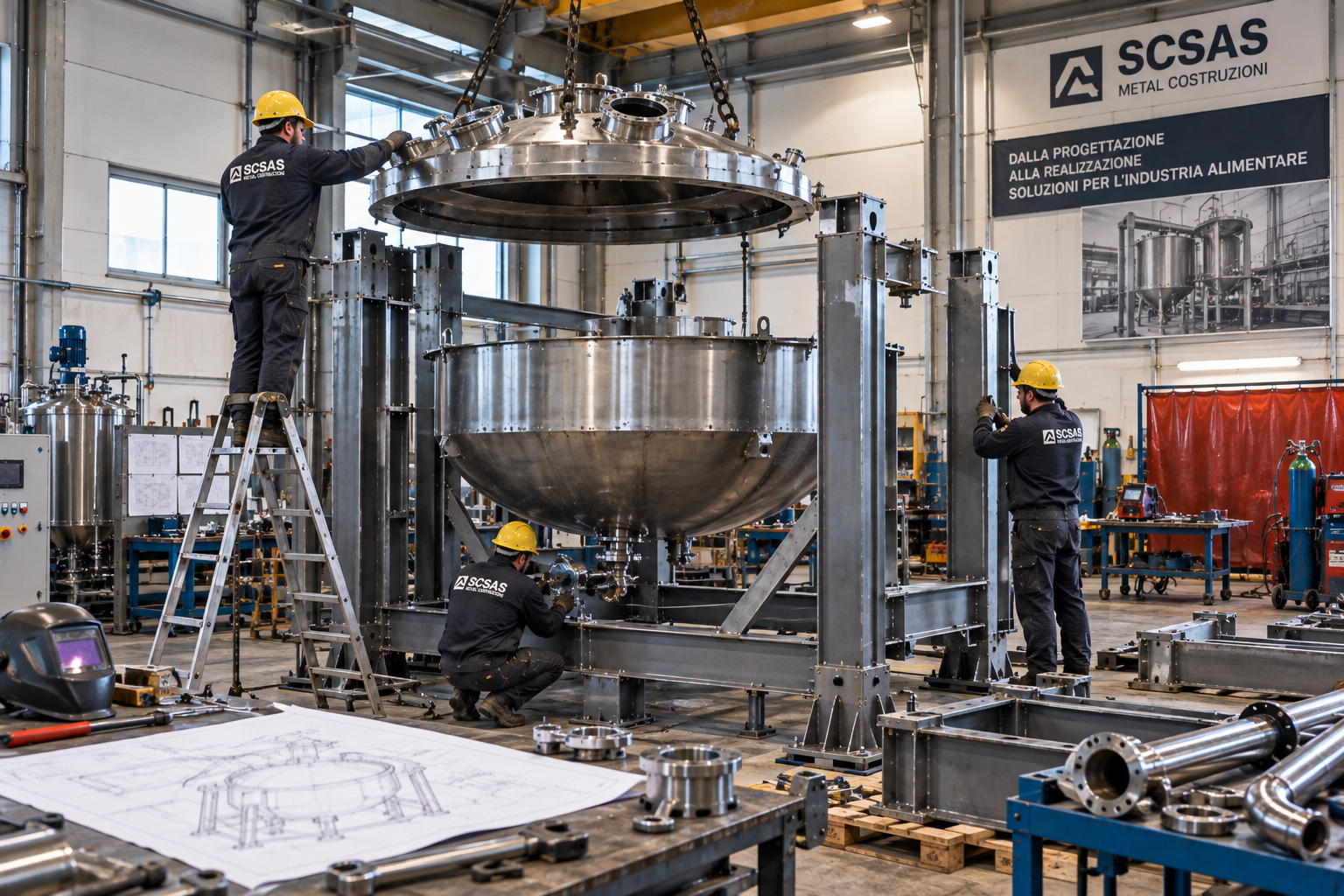 Assemblaggio di cuocitore per industria alimentare