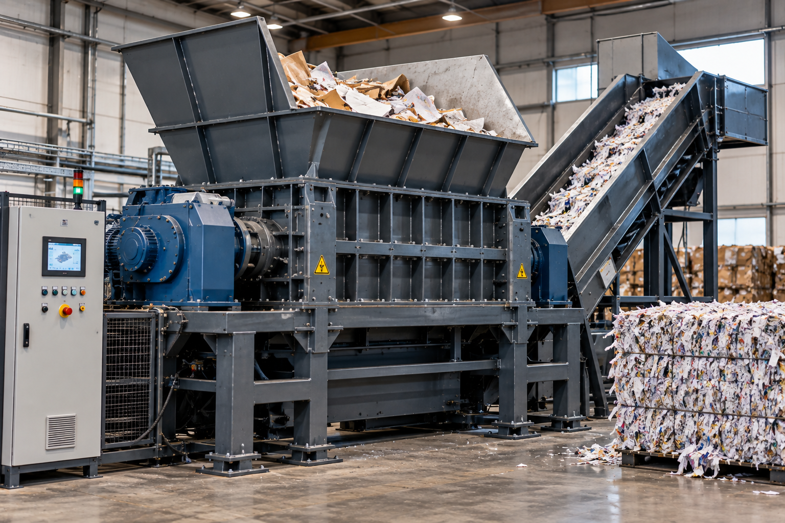 Trituratore industriale per carta e cartone