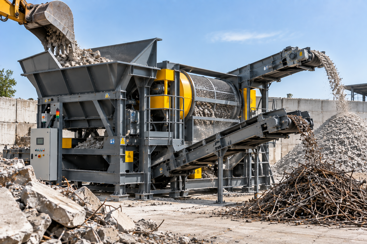 Macchina industriale per separazione di cemento e ferro