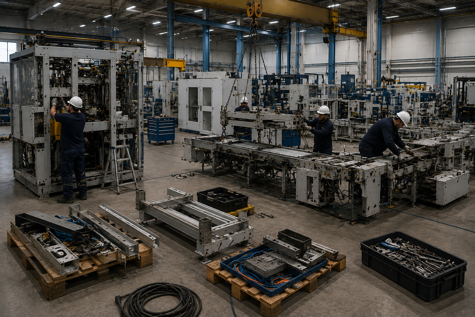 Smontaggio di linea di produzione industriale